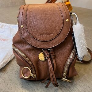 See by Chloe caramel leather mini backpack new with tags and dust bag